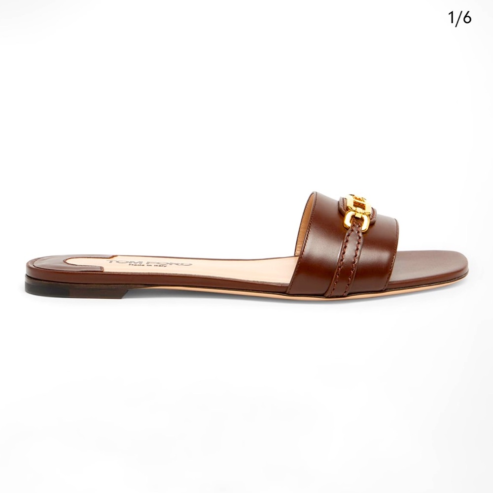 Tom Ford 5mm Soft Calf Whitney Slide - Saddle Brown